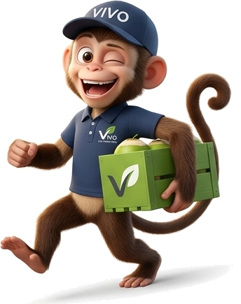 Kiko carrying a delivery crate of coconuts